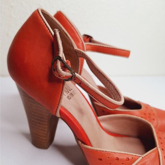 Miz Mooz Nicolina Block Heels Ankle Strap 8 Retro Comfort Leather Shoes 40s Fall - Picture 9 of 14